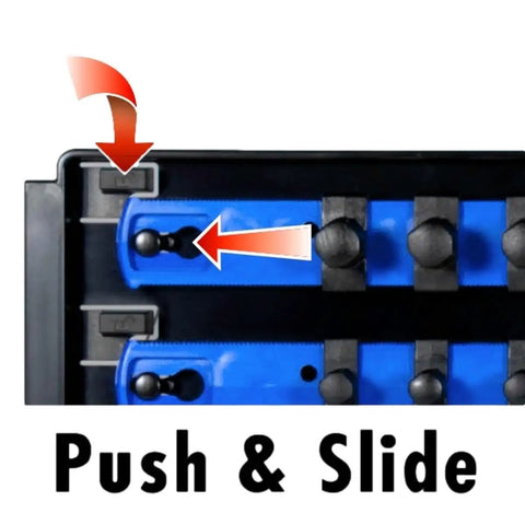 19 Inch Socket Organizer With Twist Lock Rails For Half Inch Drive Sockets Blue Heavy Duty Tool Storage Rack Made In Usa Badass Grid Design Keeps Your Sockets Snug And Locked Tight