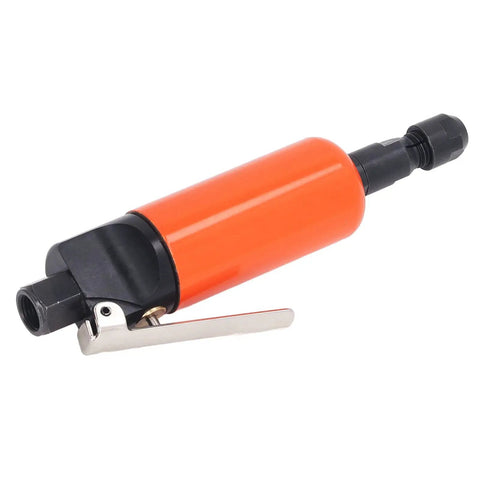 Lightweight Pneumatic Straight Die Grinder, orange metal housing, compact air tool for serious metalworking jobs.