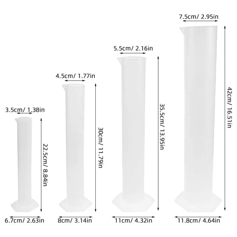 4 Pack Plastic Graduated Cylinders Thickened Clear Plastic With Hexagonal Spill Resistant Base For Precise Calibration In Kid Friendly Lab Learning Science Classroom Supplies Industrial Measuring, 22.5-42cm