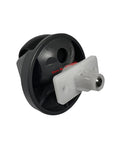 Omni-Directional Wheel for Roborock; gray wheel with white mounting hub, side view