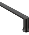 Genta LX 24 Inch Matte Black Towel Bar for Kitchen or Bath, sleek dope look, corner view on wall, coordinates with other Genta LX fixtures.