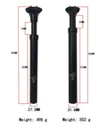 Bike Suspension Seatpost With Coil Spring And Shock Absorber, Lightweight Aluminum Body, 40mm Travel, 27.2mm Diameter, Black