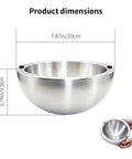Product dimensions of Top Tier 304 Stainless Steel Dip Chiller Bowl 35oz Heavy Duty Water Cooling System for food.