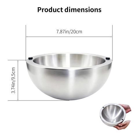 Product dimensions of Top Tier 304 Stainless Steel Dip Chiller Bowl 35oz Heavy Duty Water Cooling System for food.