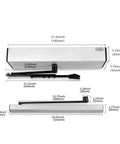 Wireless Swing Door Operator With Square Handicap Push Buttons And Built Tough Stainless Steel Electric Strike dimensions with measurements.
