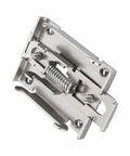 Two Pack 35mm DIN Rail Mount Clips For Solid State Relays Zinc Plated Iron Relay Brackets Rugged Guide Rail Holders For Easy Install In Control Cabinets And Industrial Electrical Panels. Zinc-plated iron 35mm DIN rail relay clip with spring mount