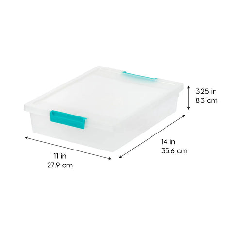 Premium Clear Storage Bins With Reliable Snap Lids 6 Quart Plastic Organizer Containers 4 Pack Made In Usa For Office Documents Notebooks And Files Gonna Keep Your Shelves Neat Straight Up A Must Have