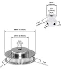 Diagram of GT2 Synchronous Timing Pulleys Set Two Piece 20T And 60T Aluminum 5mm Bore showing detailed dimensions