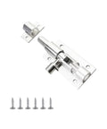 Heavy Duty Sliding Bolt Latch With Slick Automatic Glide Features Rock Solid Aluminum Alloy Build, silver color, includes screws.