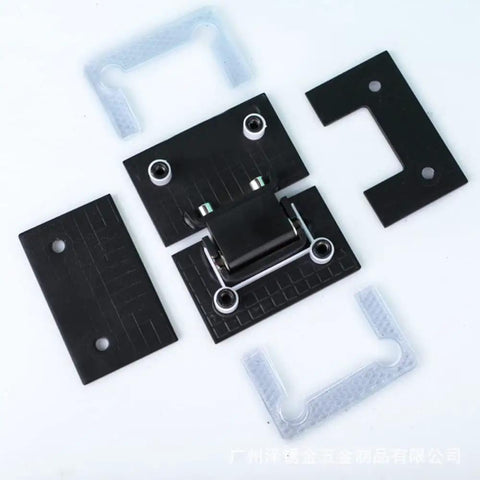 180 Degree Frameless Shower Door Hinge Set In Black Finish, Heavy Duty 304 Stainless Steel Glass To Glass Pivot For 8-12 mm Doors