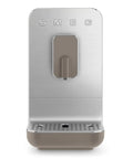 Front view of Compact Automatic Espresso Coffee Maker Featuring Integrated Bean Grinder Fast Thermoblock Heating And Easy Push Button Controls.