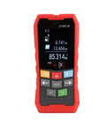 Straight Up Finds Wood Studs And Live Wires Without Any Guesswork Top Grade Wall Scanner showing screen measurements in red housing.
