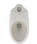 Top view of Elongated Universal Height Toilet Bowl With Tornado Flush, Cefiontect Glaze, Bone Finish, comfortable height design.
