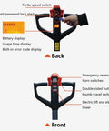 Detailed controls of Heavy DutyElectric Pallet Jack With Rock Solid 3300 Lbs Lift And Rapid Lithium Power, showing front and back features.