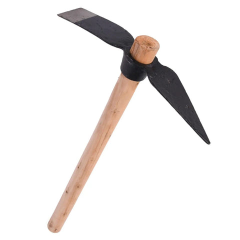 Dual-Use Mattock Hoe Tool With Wood Handle, 15.7 Inch High Carbon Steel Head for Digging and Weeding