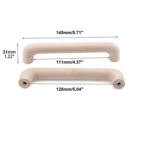 Beech Wood Drawer Pulls Unfinished Cabinet Handles For Kitchen Cupboards Dresser Wardrobes And Closets, 145mm length view
