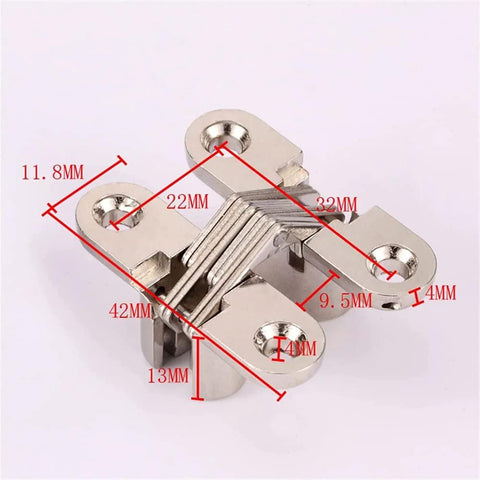 Hidden Concealed Cross Door Hinge 8x42mm 180 Degree with Screws for Folding Doors Cabinets Wardrobes Windows DIY Projects