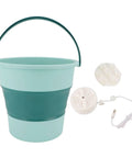 Foldable Portable Washing Machine Compact Mini Washer for Apartments Dorms And Travel Grab And Go with light blue rubber basin.