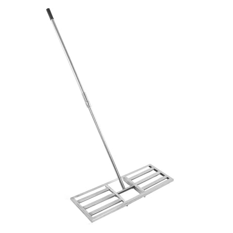 Stainless Steel Telescopic Lawn Leveling Rake With Long Handle Heavy Duty Garden Leveler Tool 10x36x72 Inch.