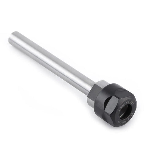 Heavy Duty Straight Shank C12 Collet Chuck Holder With ER16 Ground Clamping For CNC Milling And Lathe Deep Rod Extension Work High Rigidity 100mm Length, shown from side angle.