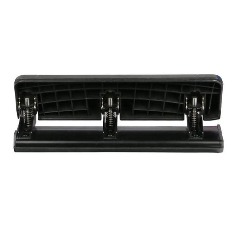 Back view of Low-Force No-Fuss 3-Hole Punch For 20-Sheet Capacity, Heavy-Duty Desktop Paper Punch With Squeeze Handle, in black.