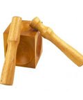 Wooden Square Dapping Block Punch Kit for DIY doming and stamping of soft metals, with 1 wooden block and 2 wooden punches.