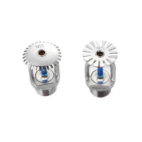 5Pcs High Temp Fire Sprinkler Heads DN15 R1/2 Thread Down Type Spray Nozzles 141C Rating showing silver metal sprinkler heads.