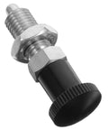 Rock Solid Stainless Steel Spring Plunger With Integrated Reset Mechanism And Precision Fine Thread, close-up view showing knurled knob and threaded body.