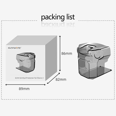 Drone Gimbal Lens Cap With Integrated Protective Cover For Mavic 3 Classic, Mavic 3 And Mavic 3 Cine packaging and dimensions.