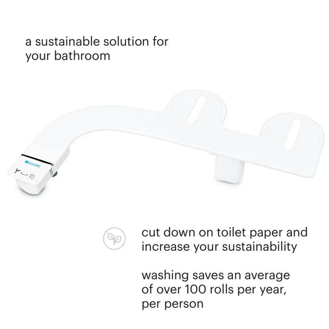 Thinline Bidet Attachment For Toilet Seats With Adjustable Water Pressure And Side Arm Control Thin Profile White Self Cleaning Rinse Single Nozzle Easy Install For A Fresh Hygienic Bathroom Upgrade shown on white background.