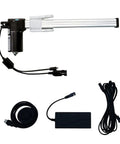 Beefed Up Power Recliner Actuator Replacement Kit For Sofa Lift Chairs Featuring Dual Pin Plugs and Dang Smooth Operation showing motor and cables.