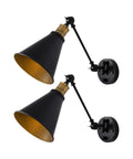 Vintage Industrial Wall Sconce Light Set of Two With Adjustable Swing Arm in Bronze Finish Plug In or Hardwire Ready