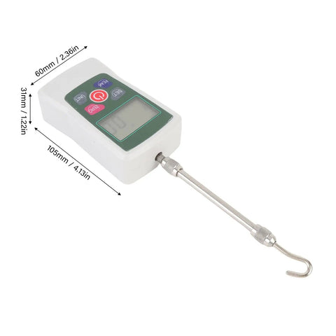 Portable Digital Force Meter 100N Push Pull Tester For Industrial Use With Three Measurement Modes And Four Unit Options High Accuracy Sensor Compact Handy For Field And Lab Tests, 105mm handheld with hook