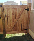 Wooden gate featuring 6 Inch T Strap Shed Door Hinges Heavy Duty Black Tee Hinge For Wooden Fences Yard Doors Barn Doors And Gates Rustproof