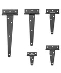 Heavy Duty T Shape Barn Door Hinges Crafted From Sleek Black Iron Deliver Smooth As Butter Sliding Action For Rustic Furniture With Zero Fuss Or Squeaking During Daily Grind Sessions, showing various sizes and angles.