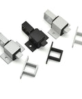 Spring Latch Automatic Door Lock Aluminum Alloy for Hotel Office Gate, black and silver locks with mounting plates.