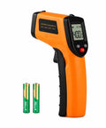Non Contact Infrared Thermometer Gun With Laser Pointer And Backlit LCD Fast Half Second Readings From Minus 58 To 752 Degrees Fahrenheit Built For Cooking HVAC And Auto DIY Boss Level Quick Readouts, orange handheld