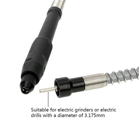 Kickass Flexible Shaft Drill Chuck Handle Compatible With Rotary Grinders And Mini Power Tools showing rubber grip, and connector for 3.175mm drills.