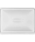Premium Stoneware Covered Rectangular Casserole 4 Quart 12 By 9 Inch White Bakeware For Even Heating And Heat Retention top view