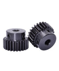 Heavy Duty Gear Pinion and Spur Gear Set in Black Finish Built To Last, 1M Teeth Options, 8mm bore, metallic gears close-up