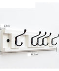 Heavy Duty Wall Mounted Coat Rack With Five Smooth Glide Metal Hooks For Mudroom Bedroom setup, measuring 61.1cm wide.