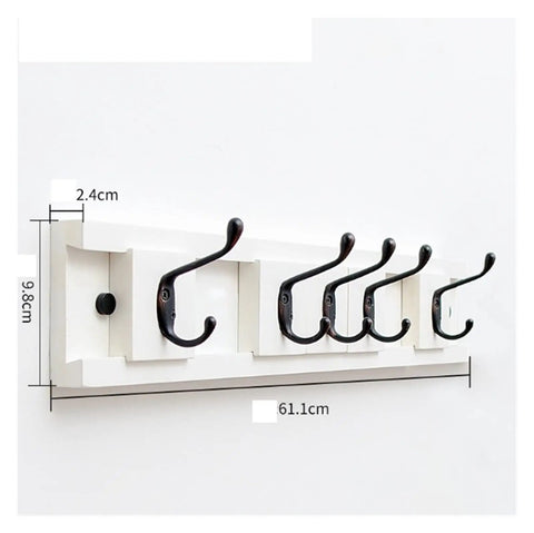 Heavy Duty Wall Mounted Coat Rack With Five Smooth Glide Metal Hooks For Mudroom Bedroom setup, measuring 61.1cm wide.