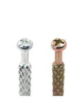 Heavy Duty Three In One Screw Connector Bolt For Furniture Assembly Rock Solid Cabinet Hardware showing two different bolts in detail.