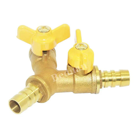 Three Way Shut Off Ball Valve With 3 8 Inch Hose Barb And Two Switches Brass Y Shaped Valve For Irrigation Plumbing