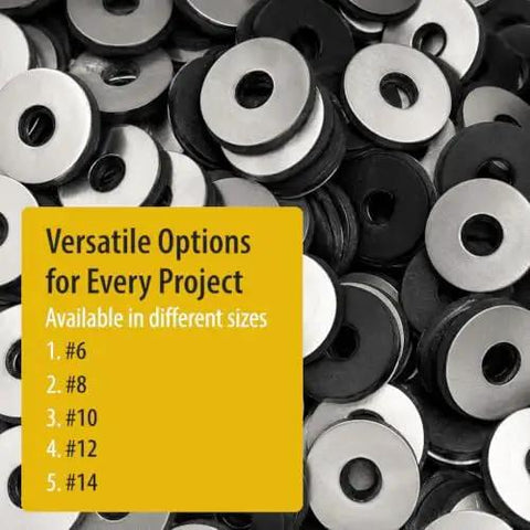 Heavy Duty Number Six EPDM Bonded Sealing Washers With 304 Stainless Steel Core And Tight Rubber Face For Roofing Screws Straight Up Weatherproof Top Shelf Fastening Hardware 500 Pack in various sizes