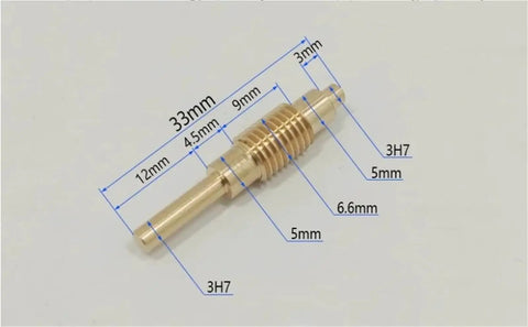 Precision 0.3 Module Worm Gear Reducer With 1 To 80 Ratio And 100 Teeth, showing detailed measurements on a brass component.