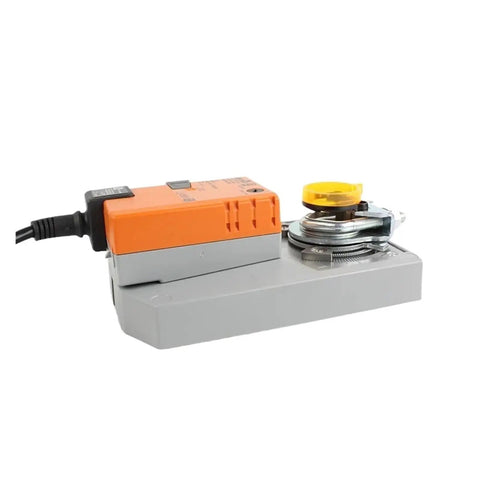 Heavy Duty 40Nm Modulating Damper Actuator For Hvac Systems With Precise Position Feedback And Dual Voltage Power, gray body with orange control.