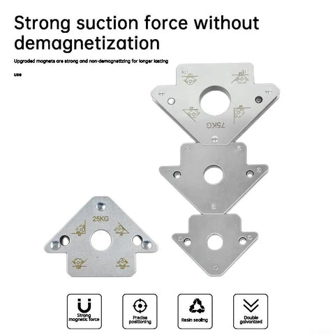 Heavy Duty Magnetic Welding Positioner 75KG Multi-Angle Holder for Pros Locks Metal Parts Tight During Fabrication And Complex Jobs With Flex Joint Adjusting From 45 To 180 Degrees For Total Stability No Slip, showing three angle positioning plates.