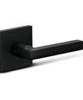 Heavy Duty Dummy Lever Door Handles Pack Of 2 Slim Square Non Turning Single Side Pull For Closet Or French Doors With Iron Black Finish And Hidden Screws Modern Contemporary Style, side view in black iron