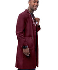 Unisex Burgundy 39 Inch Lab Coat With Two Large Patch Pockets, Two Inner Pockets And Chest Pocket, Adjustable Back Belt, Walking Slit, And Side Vents, Durable Professional Coat For Nurses And Doctors